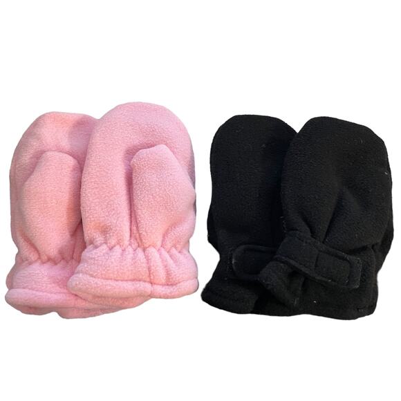 Pink Black Toddler Winter Cold Weather Soft Line Mittens Large - Picture 2 of 5